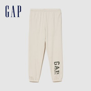 【GAP】GapLogo法式毛圈布慢跑褲-米色(907374)