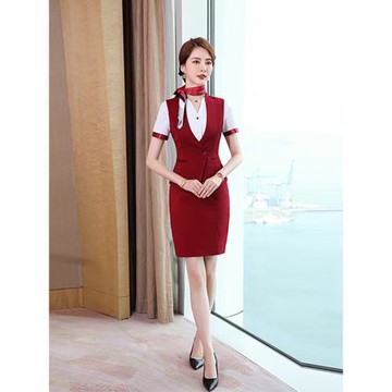 職業工作裝馬甲女酒店西餐廳珠寶店美容院工作服馬夾坎肩襯衫套裝