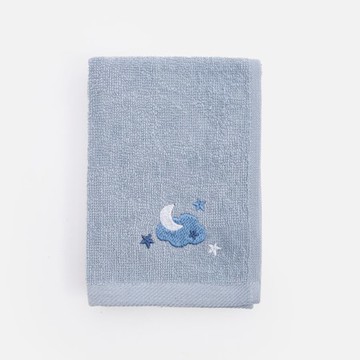 PALETTE刺繡純棉兒童方巾35x35 海岸藍