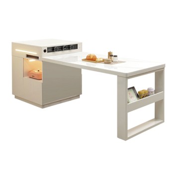 文創集 德爾6.7尺岩板可伸縮中島餐桌櫃-200-230x80x92cm免組