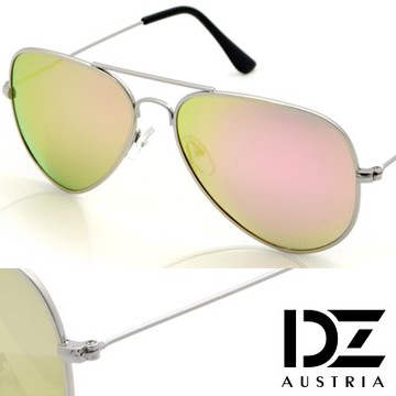 DZ 復古饗宴 抗UV 偏光 太陽眼鏡墨鏡(銀框金綠粉膜)
