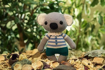 鉤針考拉，鉤針考拉毛絨玩具，考拉玩具，針織考拉