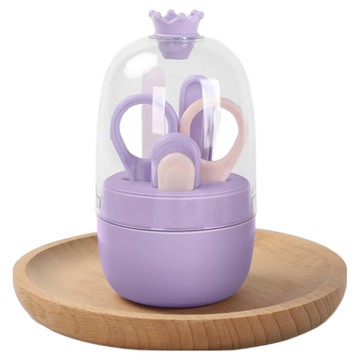 SC優選 嬰兒皇冠指甲剪套裝 新生兒寶寶指甲刀 4件 + 發光耳勺  紫色  1組