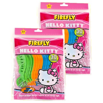 FIREFLY Hello Kitty 兒童專用學習造型牙線 30支  2包  粉紅凱蒂貓
