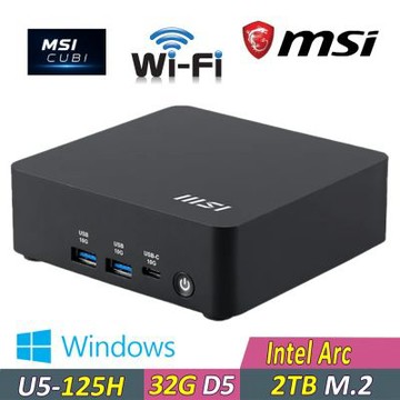 微星 CUBI NUC AI 1UMG {YMIC5-018 W}AI迷你電腦(U5-125H/32G D5/2TB/WIN11)(039BTW-B5125HXX)