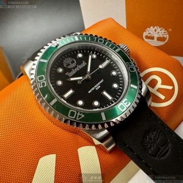 TimberLand 天柏藍男女通用錶 40mm 銀圓形精鋼錶殼 黑色中三針顯示, 運動, 水鬼錶面款 TL57195