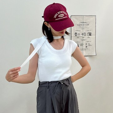 【Fee隔日到貨7色】附繞脖微袖U領針織上衣🔥遮副乳針織背心 直坑紋無袖針織背心 薄針織衫 無袖針織衫 密針織