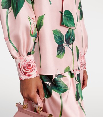 Dolce & Gabbana Floral tie-neck silk satin blouse