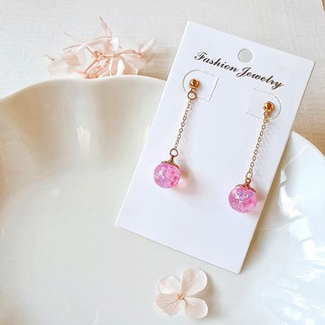 妍語手作 共7款 925銀 耳環 耳針 耳夾 自由配 魔法球 粉橘藍紫黃