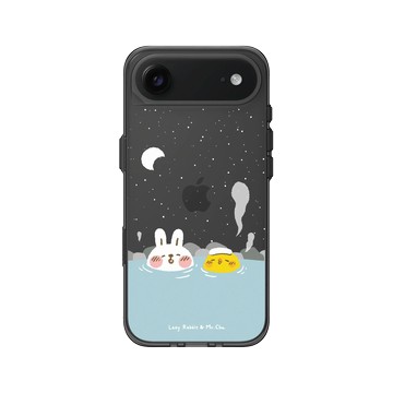 iPhone Air Clear (相機按鈕) 酷墨灰 - 懶散兔與啾先生 Lazy Rabbit and Mr.Chu - 泡溫泉
