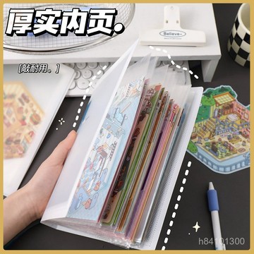 爆款熱推💖全臺免運 文具組 ins風A5卡冊簡約透明資料冊造景貼紙收納冊辦公室文件票據收納夾 T7O9