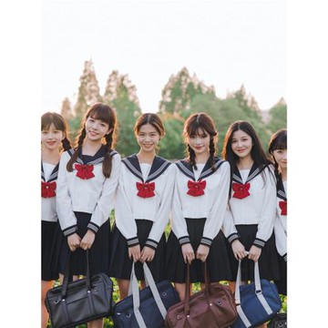 中牌制服館  基礎款關西襟白三本中間服水手服JK制服紺色純色裙