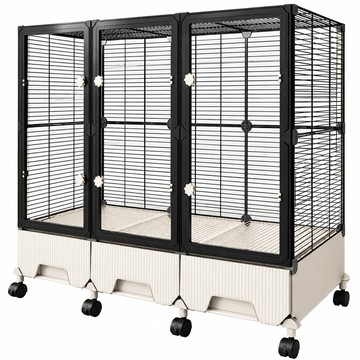 籠具/外出籠 【設彩】鳥籠 105*35*130cm 三列鸚鵡籠子 鸚鵡新型大號豪華別墅（洗澡盆 自動餵食器）