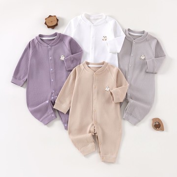 嬰兒連體衣棉春秋寶寶哈衣兒衣服無骨四季長袖0-1歲秋裝a類爬服鑫弘-萌寶童裝可開發票