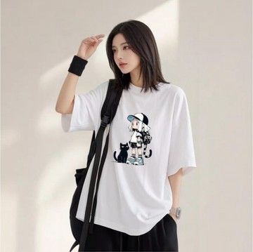 隔日達 夏天女裝 韓版 100%純棉 寬鬆上衣 短袖t恤女 oversize 大碼短袖上衣 shirt韓 0003