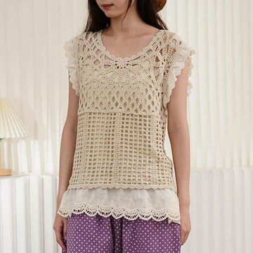 甜美鏤空花邊背心（不含內襯）253220