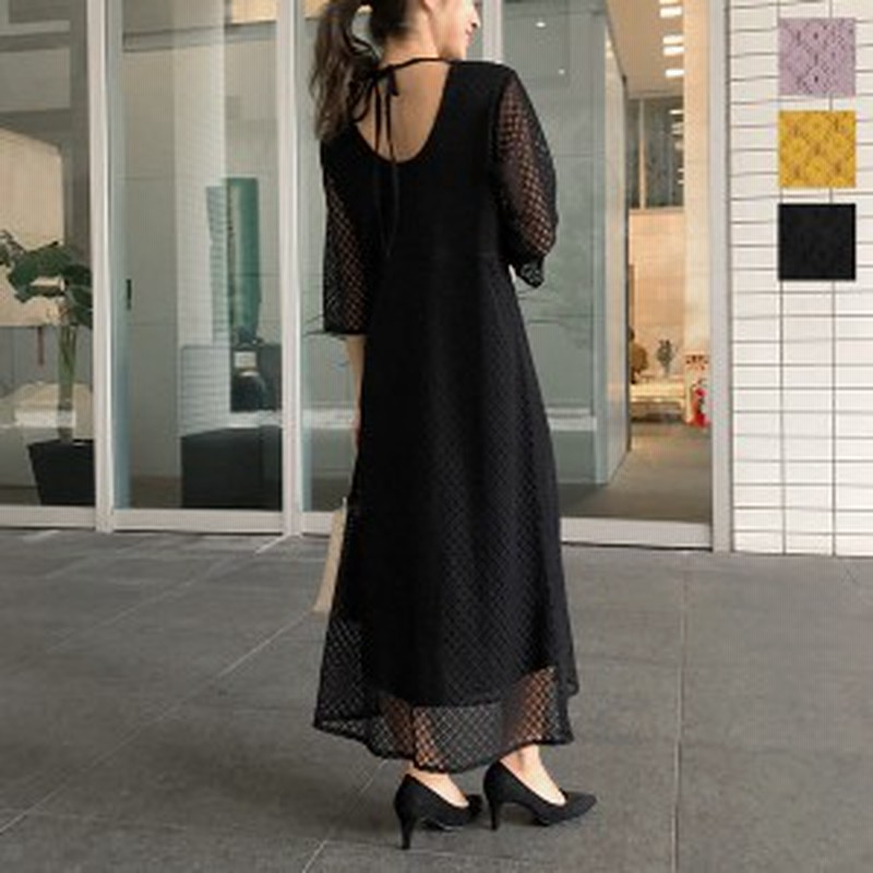 秋新作 バックリボンレースワンピース E2211 入荷済 21 レディース バレンタイン ロング シアー オケージョン パーティー ゆったり 膝 通販 Lineポイント最大1 0 Get Lineショッピング