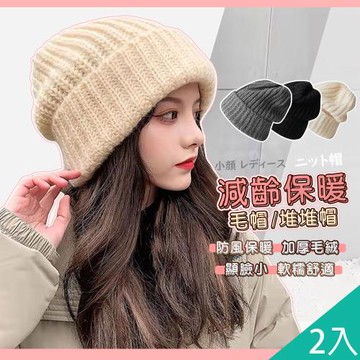 QIDINA 2入-秋冬必備日系保暖舒適針織毛帽-W