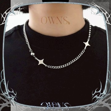 🥀旺斯女孩🥀雙閃星銀珠項鍊短項鍊拼接項鍊鎖骨鏈流行項鍊