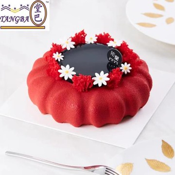 tangba堂巴 7寸花邊心形慕斯蛋糕模具 法式西點愛心硅膠烘焙模具