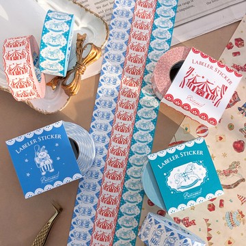 【新品上市】標籤貼紙 - 馬戲團帳篷 / 木馬 / 皇冠熊