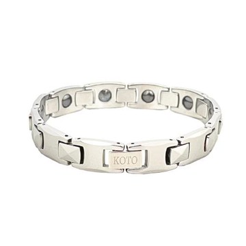 外銷日本KOTO 經典H型鎢鋼時尚健康手鍊 附原廠禮盒-灰鍺磁石能量手環-寬版窄版男女有型耐磨亮澤