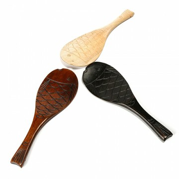 有木日式韓式木制餐具餐廳創意實木質卡通魚形盛飯勺子打飯勺學生