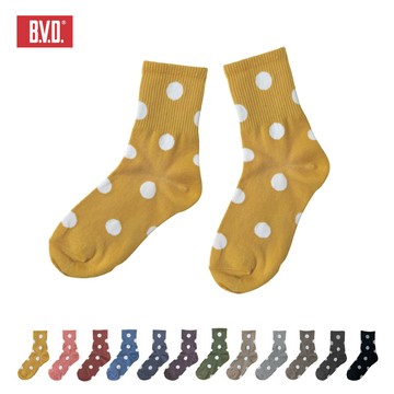 【BVD】1/2圓點直角女襪-薑黃 B556 短襪 長襪 休閒穿搭襪