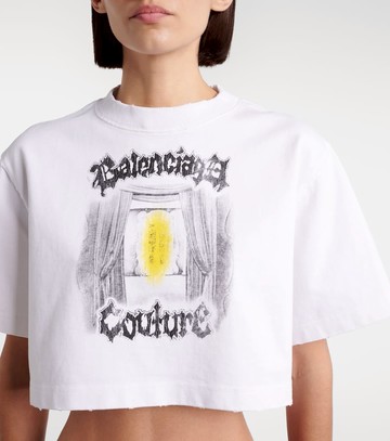 Balenciaga Printed cropped cotton jersey T-shirt