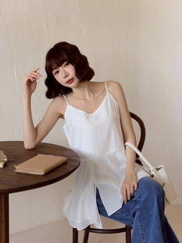 細肩雙層側開衩上衣