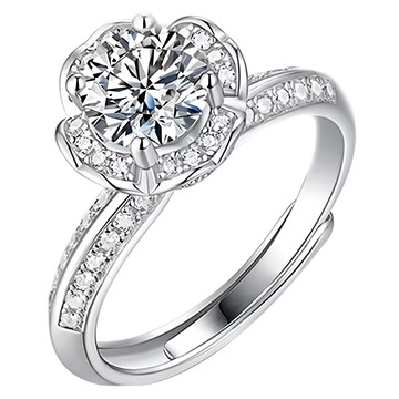 CF Diamond 女戒 莫桑鑽 手執捧花  1克拉  銀色