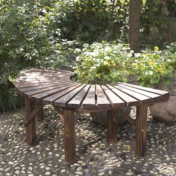 防腐木花臺公園椅戶外長椅椅子實木長凳座椅圍樹圈板花園陽臺花架