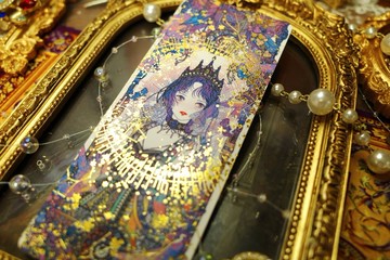 MOON Girl 插畫書籤 (libet) 雙面明信片吊牌書夾