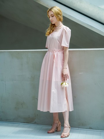 UN MATIN DETE PUFF SLEEVE ROSE DRESS