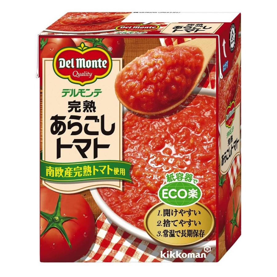 キッコーマン食品 デルモンテ 完熟あらごしトマト 紙パック トマト缶 缶詰 388g×12個