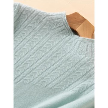 羊絨衫女半高領毛衣套頭小麥穗針織衫秋冬季羊毛衫內搭羊絨打底衫