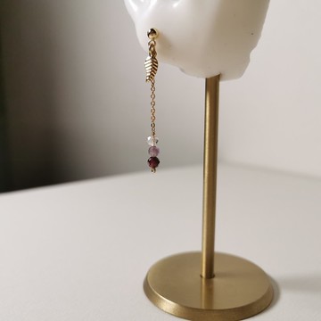 【Veverka】女伶 - 草莓晶 紫水晶 石榴石 耳環 飾品 天然石