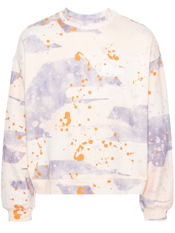 MSGM - paint-splatter cotton sweatshirt - men - Cotton - XS - Neutrals