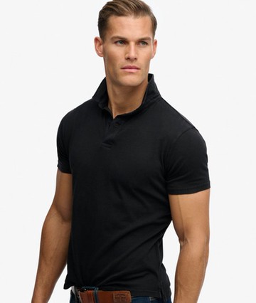 Superdry Men's Essential Jersey Polo Top Black Size: Xxl