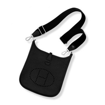 HERMES 愛馬仕 Evelyne 23 Poche 肩背包/斜背包 (黑色 x 銀釦)