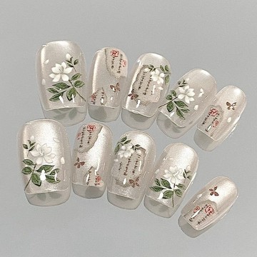 🎀48H出貨🎀穿戴甲 指甲貼片 美甲貼片 手工穿戴甲 甲片 假指甲 指甲貼 美甲貼 光療甲穿戴甲手绘国风小清新指甲合集