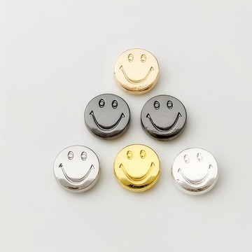 ADJ1312【單色滿5件送1件】14K包金色保色強保色笑臉隔珠diy通孔散珠手鍊項鍊配件