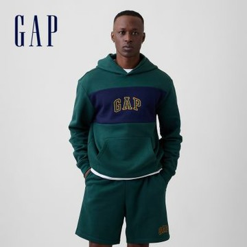 【GAP】寬鬆Gap Logo帽T-深墨綠(911586)