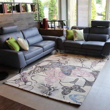 【山德力】舞蝶藍羊毛地毯-160x230cm