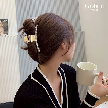 【Gulicc】古莉可 髮夾 氣質單排珍珠大抓夾