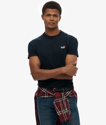 Superdry Men's Essential Contrast Embroidered T-shirt Navy Size: Xxl