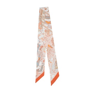 Hermes 愛馬仕 Splash Park Twilly絲巾(白/橘/灰綠)