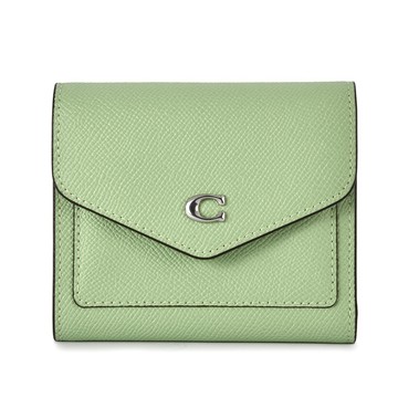 COACH C字防刮皮革三折信封短夾(粉綠)194802-34｜GoBrand購名牌