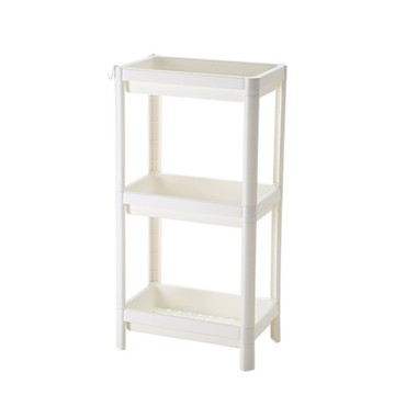 【好物良品】3層_簡約浴室落地角落 收納置物分類架 (附掛鉤) 層架 儲物架-白色
