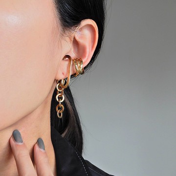 Swag Ear Cuff Oval Chain / brass C117